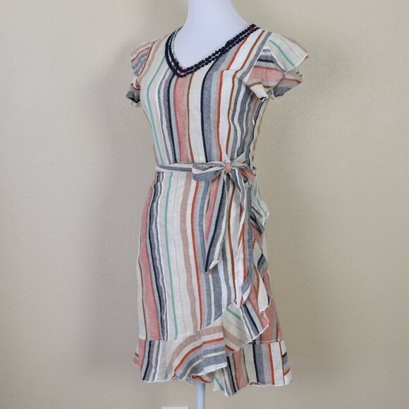 THML Stripe Cotton Wrap Dress NEW - XS - Picture 5 of 10